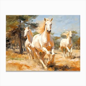 Horses Painting In Andalusia, Spain, Landscape 4 Canvas Print