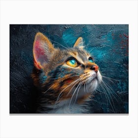 Whiskered Masterpieces: A Feline Tribute to Art History: Cat With Blue Eyes Canvas Print