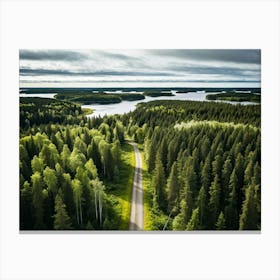 An Aerial View Capturing The Blinding Beauty Of A Life Filled Forest In Sweden Sprawling Spruce And (5) Canvas Print