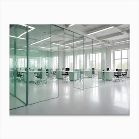 Modern Office Space With Glass Walls And A Clean, Minimalist Design Canvas Print