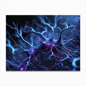 Detailed Zoom Of An Intricate Microscopic Neural Network Neurons Interweaving Like Trees In Vast Fo (6) Canvas Print