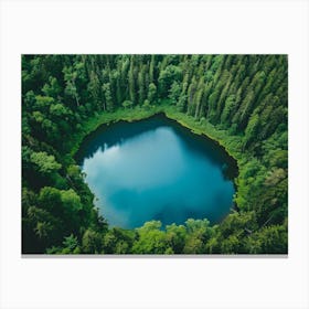 Blue Lake In The Forest Canvas Print