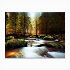 Stream In The Forest 3 Canvas Print