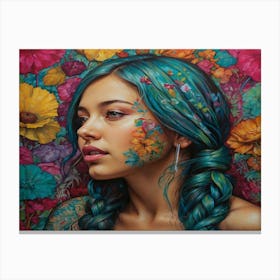 'A Girl With Blue Hair' Canvas Print