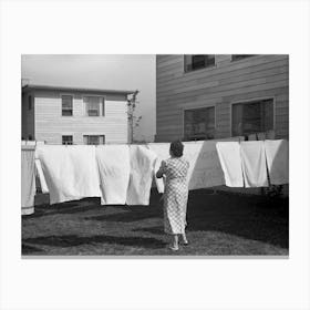 Laundry Day Black and White Vintage Photo Canvas Print