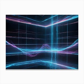 Abstract Image Of A Glowing, Futuristic Room With Blue And Pink Light Streaks, Creating A Sense Of Energy And Movement Canvas Print