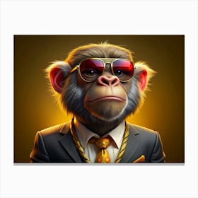 Monkey In Suit With Gold Chain And Sunglasses Canvas Print