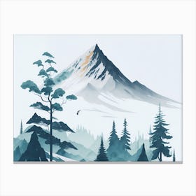 Mountain And Forest In Minimalist Watercolor Horizontal Composition 241 Canvas Print