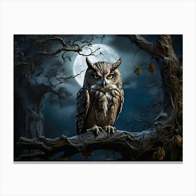 Owl In The Forest Paintings Art Print Canvas Print