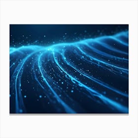 Abstract Background With Flowing Blue Lines And Particles, Suggesting Movement And Energy Canvas Print