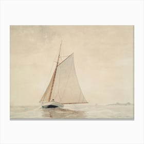 Neutral Sailboat Coastal Studio McGee Painting Canvas Print