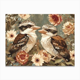 Floral Animal Illustration Kookaburra 1 Canvas Print