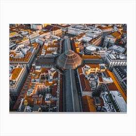 Aerial photography of the Galleria Vittorio Emmanuel II in Milan, Italy. Canvas Print