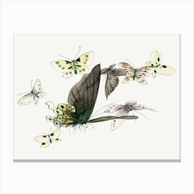 Hokusai Butterflies In Flight 1 Canvas Print