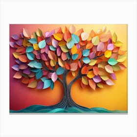 Colorful Tree with Leaves on Hanging Branches Background Canvas Print