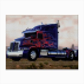 Optimus Prime Truck In A Pixel Dots Art Style 2 Canvas Print