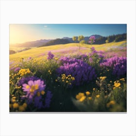 Picturesque Meadow Abloom With Vibrant Flowers Canvas Print