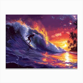 Surfer At Sunset Canvas Print