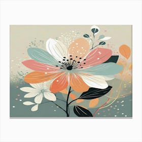 Flowers On A Beige Background Canvas Print