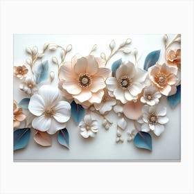 3d Illustration Flowers White Background Canvas Print