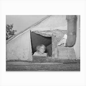 Child Looking Out Of Window Of Tent Home Near Sallisaw, Oklahoma, Sequoyah County By Russell Lee Canvas Print