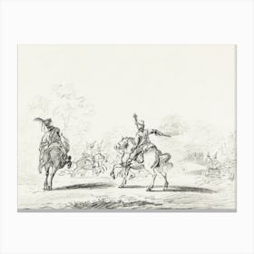 Cavalry Fight, Jean Bernard Canvas Print