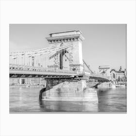 Black And White Budapest Chain Bridge Canvas Print