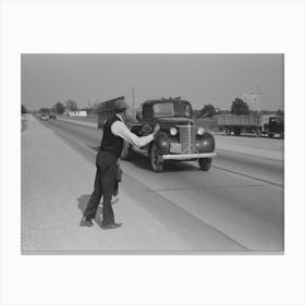 Hitchhiker At City Limits Of Waco, Texas By Russell Lee 1 Canvas Print