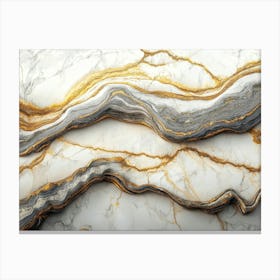 Texture Of White Marble With Gray And Gold Veins Painting Canvas Print