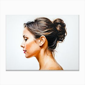 Side Profile Of Beautiful Woman Oil Painting 54 Canvas Print