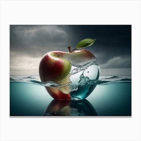 Apple In Water Canvas Print