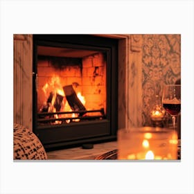 Fireplace In A Living Room Canvas Print