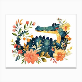 Little Floral Crocodile 4 Canvas Print