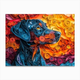 Doberman Pincher Paper Quilling Dog Portrait Canvas Print