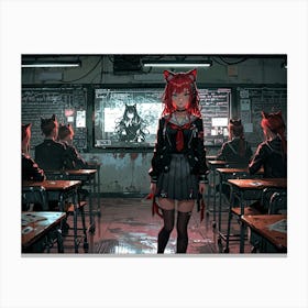 Anime Girl In Classroom Canvas Print