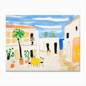 Taranto Italy Cute Watercolour Illustration 2 Canvas Print