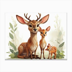 Deer Family Canvas Print