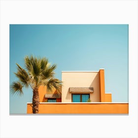 Bright Orange House And Blue Sky Summer Photography Canvas Print