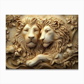 Two Lions 3 Canvas Print