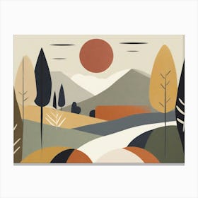 Abstract Mountains and Forest Landscape Canvas Print
