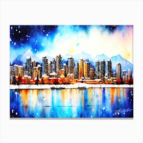 Vancouver BC Snowfall - Winter Cityscape Canvas Print