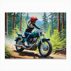 Woman On A Motorcycle 11 Canvas Print