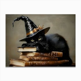 Witch Cat On Books 1 Canvas Print