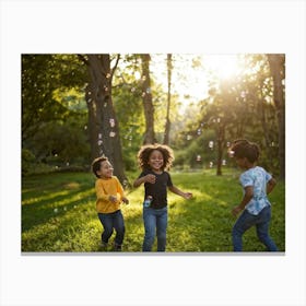 Children Playing In The Park 1 Canvas Print