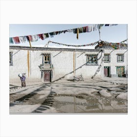 Street Scene In A Tibet Village In The Himalayas Canvas Print