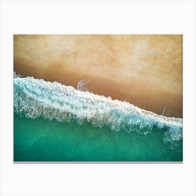 Greece, Seaside, beach and wave #4. Aerial view beach print. Sea foam 1 Canvas Print