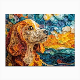 English Cocker Spaniel Paper Quilling Dog Portrait II Canvas Print