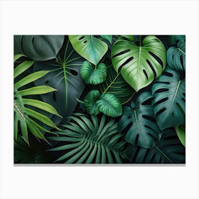 Tropical Leaves Background Canvas Print