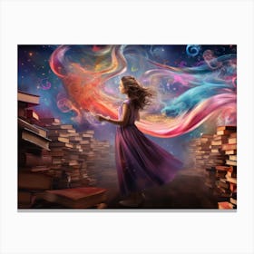 Girl In A Library Canvas Print