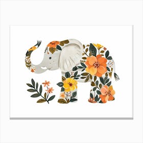 Little Floral Elephant Canvas Print
